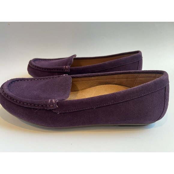 Vionic‎ Debbie Loafers Suede Leather Moccasin Flats Orthotics Womens 6 Purple - Picture 1 of 15